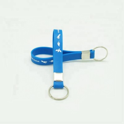 High Quality Wholesale Custom Silicone Key chains/silicone wristband keychain